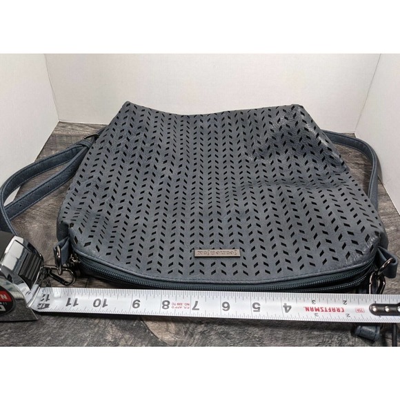 Jeane & Jax Cutout Crossbody Handbag Purse Blue Vegan Leather - Picture 2 of 7